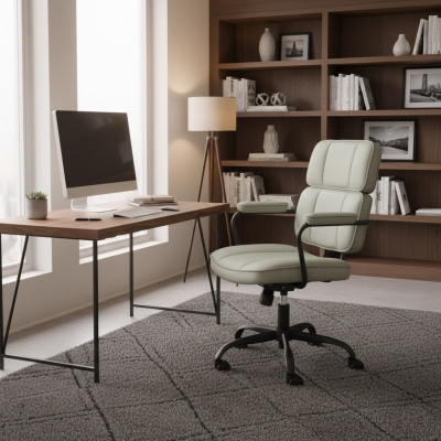 Silla Casiopea basculante polipiel color beige.