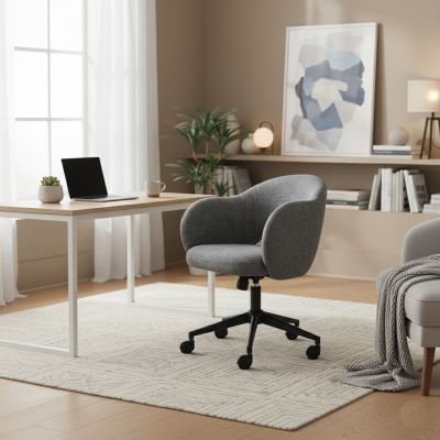 Silla Errai giratoria tela color gris base negra