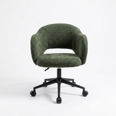 Silla Errai giratoria tela color verde oscuro base negra