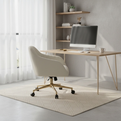 Silla Yildun giratoria terciopelo blanco base dorada rueda nailon