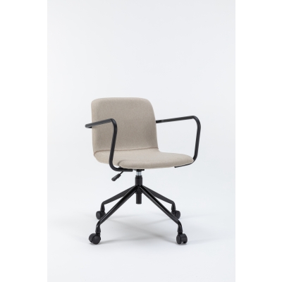 Silla Pictor giratoria tela beige base metálica ruedas nailon