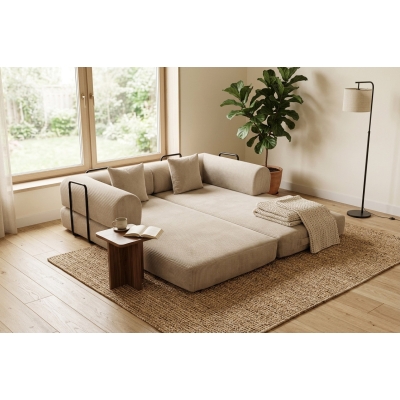 Sofá cama comprimido Curx tejido pana color beige