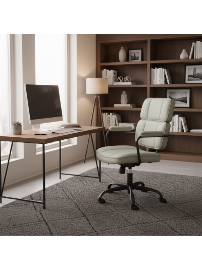 Silla Casiopea basculante polipiel color beige.