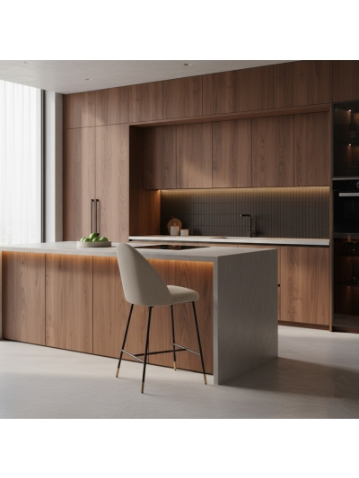 Pack de 2 taburetes Libra chasis negro tela beige