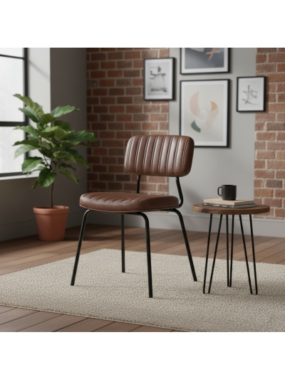 Pack de 4 sillas retro Cursa similpiel marrón envejecido