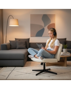 Silla de piernas cruzadas Auriga tapizado tela color beige