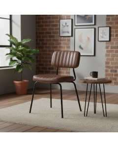 Pack de 4 sillas retro Cursa similpiel marrón envejecido